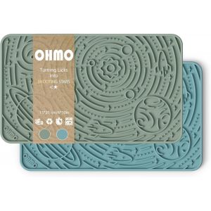 Kalanka-Tapis De Léchage Chien, Tapis De Leche Pour Chien Et Chat (2 Pièces, Petite), Motif Ciel Étoilé, Anti-Stress, Silicone Alimentaire Sans Bpa, Vert Sauge & Bleu Clairs - Neuf
