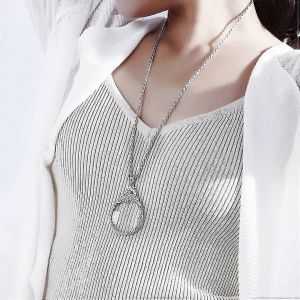 Pendentif Loupe Pull Chaîne Loupe Bijoux Collier En Alliage 2,5x - Neuf