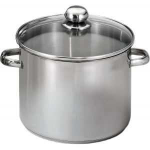 Kalanka-Baumalu - Marmite Traiteur En Acier Inoxydable - Couvercle Verre, Trou Vapeur, Poignées Métal - Tous Feux Dont Induction - Triple Fond Diffuseur - Ø26cm, 11l, Argente - Neuf