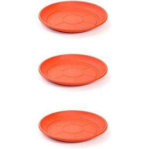Kalanka-Lot De 3 Soucoupes Pour Pots De Fleurs En Plastique Pvc Marron 20 Cm - Neuf
