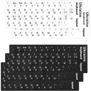 acdsgd-Lot de 5 Autocollants pour Clavier ukrainien, Autocollants de Remplacement ukrainien avec Lettres Blanches, pour claviers Standards et Ordinateurs Portables (3 Noirs et 2 Blancs) - Neuf