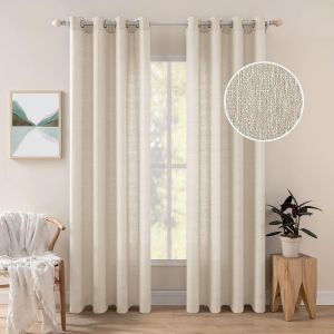 Chenquansarl-2 Panneaux Rideaux Lin Imitaion Rideau De Fenêtre Semi-Transparents Lisse Élégant Décoration Panneaux Voile De Fenêtre Durable Traitement Pour Chambre Salon Balcon 140x175(L X H) Beige C - Neuf