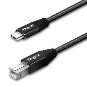 KAL-Câble Usb C Midi, Câble De Type C Vers Usb B, Cordon De Scanner D'Imprimante Tressé En Nylon Avec Connecteur En Métal Compatible Avec Hp, Canon, Imprimantes, Clavier Midi(1.8M, Noir) - Neuf