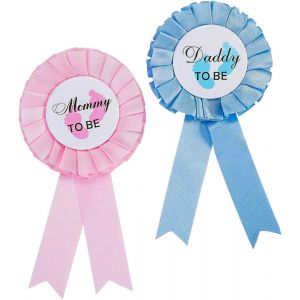 Yemaesre-Daddy And Mommy To Be Décoration D'arc De Badge Pour Nouveau Cadeau Maman Mummy Mum Papa,Rosette Fer Blanc Bouton Aiguille Echarpe Décor Pour Naissance Bébé Fille Garçon Douche Deco Fête (Ro - Neuf