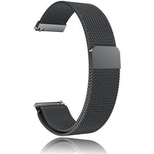 Bracelet De Montre Élastique De 22 Mm Avec Fermeture Rapide - Noir - Bracelet De Rechange En Métal - Réglable - Avec Boucle Magnétique, 22 Mm, Acier Inoxydable, Pas De Gemme - Neuf