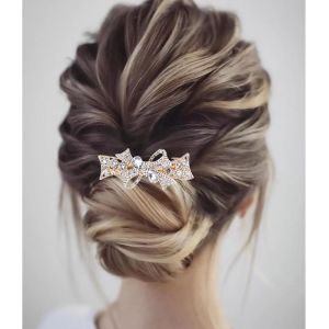 Strass Barrette Mariage Barrette Cristal Barrette Cheveux Brillante Mariage Strass D&eacute;coratifs Coiffures Cristal &Eacute;pingles Cheveux Mariage Bijoux Cheveux Pour Femmes Et Filles(Or Avec Champagne) - Neuf