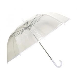 Parapluie - Transparent - Long Cloche - Liseré Blanc - Ouverture Automatique - Résistant Au Vent - Neuf