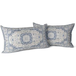 Eryi-Boho Ensemble De Housses De Coussin 2 Pièces Lightsteel Blue Antique & Vintage Design, Motif Double Face - Housses De Coussin Douces Pour Jardin, Canapé,Taies D'oreiller Décoratives - Neuf