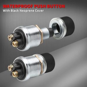 2pcs Moteur À Bouton-Poussoir, Imperméable À L'eau Momentanée De L'interrupteur De Démarrage, 12v/24v Interrupteur D'allumage Pour Voiture Camion Bateau - Neuf