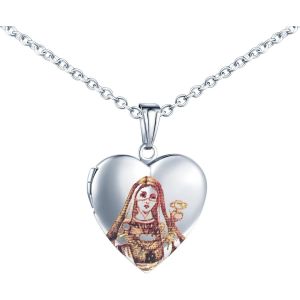 Kal-Sainte Marie Collier Médaillon Coeur Personnalisé Photo Pendentif Collier Vierge Marie Religions Medaillon Porte Photo En Acier Inoxydable Avec Chaîne 50cm Cadeau Pour Maman Femme Fille - Neuf