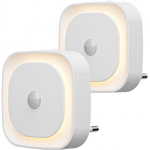 2 Pcs Veilleuse Prise Électrique Avec Détecteur De Mouvement, 3 Modes De Capteur, Luminosité Réglable, Pour Les Enfants, Salle De Bains, Chambre À Coucher, Couloir, Cuisine, Rouge - Neuf