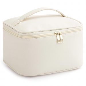 Cuir Organisateur Cosmétique Avec Cloison Amovible Et Poignée De Transport Portable - Neuf