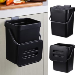 Poubelle À Compost De Cuisine À Suspendre Avec Couvercle Scellé Sous L'évier, Seau À Compost Montable, Sans Odeur, Pour Cuisine/Salle De Bain/Camping-Car (Noir) - Neuf