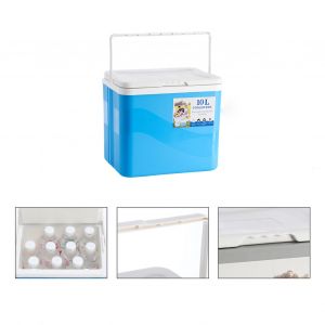 Glaciere Isotherme Portable En Polyethylene, Garde Au Chaud Et Au Froid, Respectueuse De L'environnement, Petite Glaciere Pour Voiture, 10 L, Bleue, Avec 5 Blocs De Glace Et 1 Plaque De Glace - Neuf