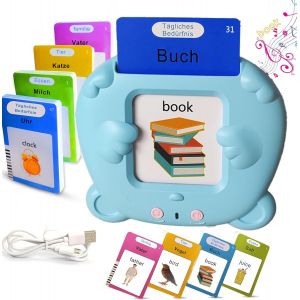 ERYI-Cartes Flash Parlantes Éducatives Pour Enfants Talking Flash Cards 112 Cartes 224 Mots De 3 4 5 6 7 Ans Montessori Autiste Jouet Éducatif Pour Enfant Cadeau D'Anniversaire Motami (Allemand-Bleu) - Neuf