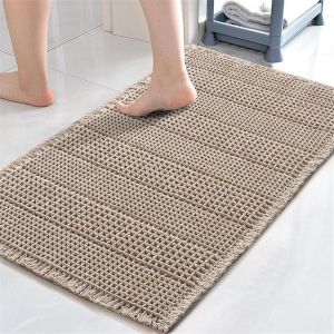 Kal-Tapis De Bain Antidérapant, Super Absorbant L'eau Gaufré Tapis Salle De Bain Microfibre Tapis De Baignoire Tapis De Douche Doux Séchage Rapide, 43x60 Cm, Kaki - Neuf