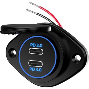 Njmks-Panneau De Prise Usb 2 Ports 12 V - 72 W - Usb C Pd 3.0 - Chargeur De Voiture - Socle Pour Chargeur De Voiture Étanche Usb 2 36 W Pd - Accessoire Pour Van Marine Bus Rv Camion - Neuf