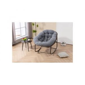 Fauteuil &Agrave; Bascule D'ext&eacute;rieur En Rotin Avec Dossier, Adapt&eacute; Aux Porches, Salons, Terrasses Et Jardins, Gris - Neuf