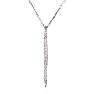 Collier Long Avec Pendentif En Barre Pour Femme Et Adolescente, Collier Femme Avec Un Long Pendentif En Barre Serti De Pierres En Zirconia Cubique - Neuf