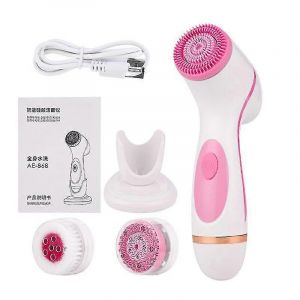 Brosse Nettoyante Visage &Eacute;lectrique 3 En 1 En Silicone, Rotative, Pour Un Nettoyage En Profondeur, Un Massage Et Une Exfoliation De La Peau. Rose. - Neuf