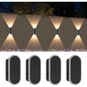 Lampes Solaires D'ext&eacute;rieur, Applique Solaire D'ext&eacute;rieur, 4 Pi&egrave;ces D'&eacute;clairage Mural D'ext&eacute;rieur Lampes De Jardin Led, Lampe Solaire &Eacute;tanche Pour Cl&ocirc;ture Mur Terrasse Jardin Balcon D&eacute;coration - Neuf