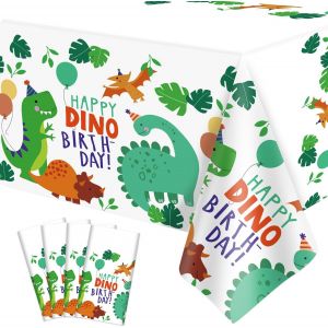 Sjzg-Lot De 4 Nappes Dinosaures - D&eacute;coration De F&ecirc;te - 86 X 51 Pouces - Motif Dinosaure - Rectangle - Pour F&ecirc;te D'anniversaire - Neuf