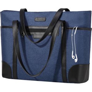 Sac Cabas Femmes¿Grande Capacité Sac Ordinateur 15,6 pouces Imperméable Sac Fourre Tout Femmes Sacs De Travail Pour Femmes Avec Sangle De Bagages, Bleu.[G81] - Neuf