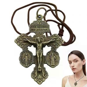 Croix Prière Collier Vintage Croix Pendentif Jésus Croix Métal Artisanat Chrétiens Religions Charme Bijoux Accessoires - Neuf