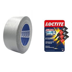 Eryi-Ruban Toilé Américain Gris Argenté, 50 Mm X 25 Mètres, Imperméable, Réparations Et Bricolage, Isolant & Loctite Super Glue-3 Power Gel Mini Dose, Colle Forte Enrichie En Caoutchouc, Lot De 3 Tub - Neuf