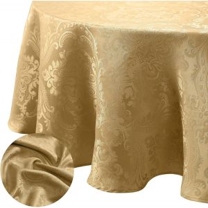 Tianyi-Home Fashions Nappe Damassée Ovale En Polyester, Doré, 152,4 X 213,4 Cm - Neuf
