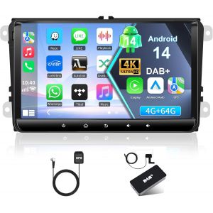 NouvelHorizonstore-4+64G Android 14 9 Pouces avec &iquest;&iquest;cran pour Golf 5 6 VW T5 Polo 6R Golf Plus, Radio T5 avec Antenne Dab Canbus Antenne GPS, Prise en Charge Dab, DVR, CVBS, TPMS, DSP - Neuf