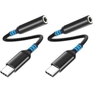 KALANKA-Adaptateur de Prise de Casque USB C &agrave; 3,5 mm,Adaptateur De Prise De Casque USB C 3,5mm Audio avec DAC Compatible avec iPhone 17Pro Max/Pro/17/16/15 Samsung Galaxy S24 S23 Huawei MacBook Pro 2 - Neuf