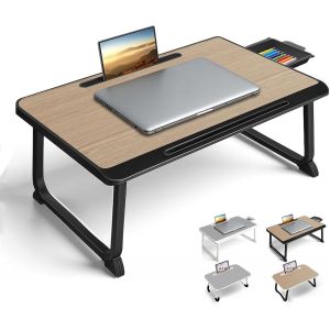 Table De Lit pour Ordinateur Portable - pour Petit-Déjeuner Au Lit, Études, Travail De Bureau, Jeux, Écriture Et Lecture. Table Plateau pour Canapé, Divan, Support D'ordinateur (60x40 Wood) - Neuf