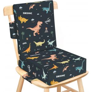 Rehausseur Chaise Enfant Avec Dossier Et Sangles De S&eacute;curit&eacute; R&eacute;glables En 3 Points, Portable Lavable Antid&eacute;rapant Coussin Rehausseur De Chaise Bebe Enfant - Dinosaure - Neuf