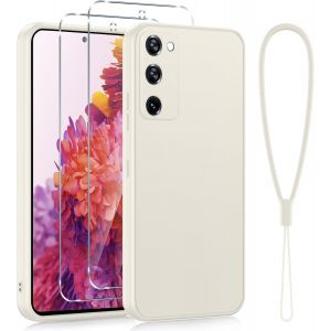 SJZG-Protection Compl&egrave;te Silicone Coque Pour Samsung Galaxy S20 Fe(5G)/S20 Lite/S20 Fan Edition 6,5"" Avec 2 Pi&egrave;ces Verre Tremp&eacute;, Housse Fine Antirayures &Eacute;tui Pour Samsung S20 Fe Con Cordon, Blanc - Neuf