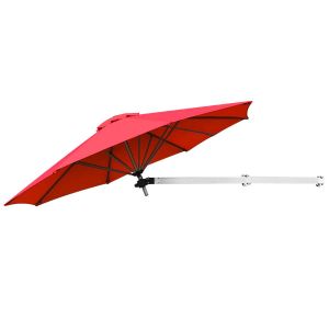 Parasol Mural 250 X 184 Cm Ajustable Et Inclinable R&eacute;sistant Aux Intemp&eacute;ries Style Moderne En Aluminium Rouge Helloshop26 20_0013021 - Neuf