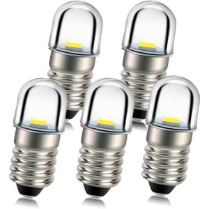 5 Pi&egrave;ces E10 Douille De Base Ampoule Led 1w 3v Blanc Remplacer Torche Phare Phare Mini Lampe Frontale Ampoules De Lampe De Poche,Terre N&eacute;gative - Neuf