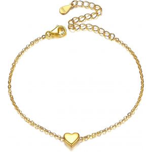 Bracelets Pour Femmes Argent 925 - Gourmette Femme Avec Charm Coeur/Lune/&Eacute;toile - Bijoux Bracelet R&eacute;glable 16+5 Cm - Cadeau Pour Femme Fille - Neuf