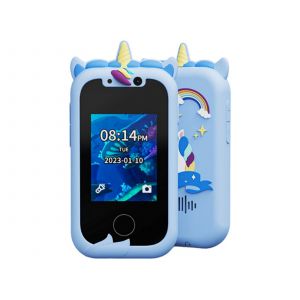 Jouet smartphone bleu pour enfants avec double cam&eacute;ra et carte m&eacute;moire de 512 Mo - Neuf