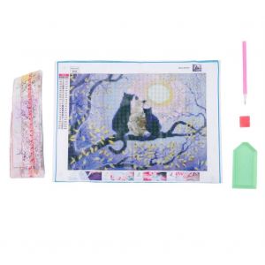 bricolage fait &agrave; la main strass broderie peinture point de croix kit artisanat d&eacute;coration murale (E015 chats) - Neuf