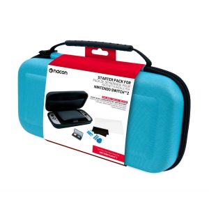 Nacon Pack De 3 &Eacute;l&eacute;ments Bleu Pour Switch 2 | 1 Pochette Rigide | 1 Protection D'&eacute;cran | Boite De Rangement Pour Jeux - Neuf