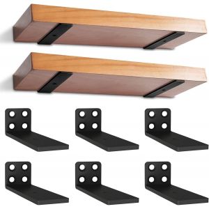 Lot De 6 Supports D'étagère Flottants-10cm Supports D'étagère Murale En Métal Invisibles,Supports Muraux Cachés,Supports Muraux En Métal Robuste Pour Étagère De Stockage,Bibliothèque (Noir) - Neuf