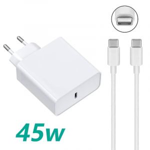 45W 20V 3.25A USB Type C PD chargeur USB C adaptateur d'alimentation pour ordinateur portable pour Macbook Pro 12 13 Huawei Matebook HP DELL ordinateurs portables 45W White - Neuf