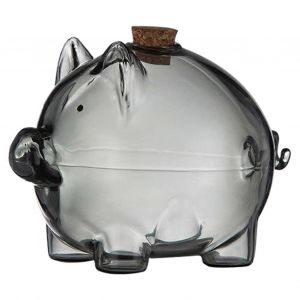 Tirelire en verre en forme de cochon, petite tirelire doree pour table ou etagere, noire - Neuf