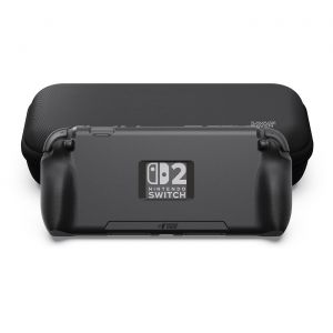 StandGrip Bundle pour Nintendo Switch 2 SAVAGE RAVEN by Skull & Co. : Coque de protection avec poignées texturées, protection complète, design antichoc, anti-rayures, avec étui de transport, Noir - Neuf