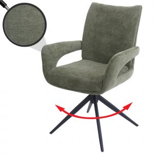 Chaise de salle &agrave; manger HWC-O78, chaise de cuisine, pivotante avec retour automatique, tissu/textile chenille (310 g/m&sup2;) &Ouml;ko-Texvert - Neuf