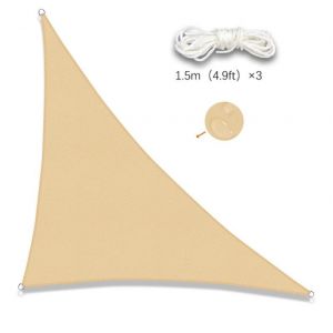 Voile D'ombrage Triangulaire Jaune 3 X 3 X 4,3 M, Imperm&eacute;able, Protection Uv, Pour Terrasse, Jardin, Balcon Ext&eacute;rieur - Neuf