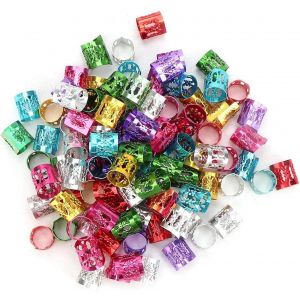Kal-100 Pièces Perles De Tresse De Cheveux, Dreadlocks En Métal Perles, Cheveux Tresse Manchette En Aluminium Anneaux De Tresse Dreadlocks Pour Accessoire Bricolage Tressage Cheveux Bijoux (Coloré) - Neuf