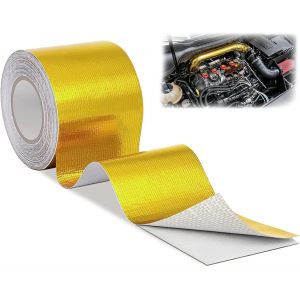 KALANKA-10M x 5cm Bande Thermique Echappement Doré Scotch Aluminium Isolant Thermique Ruban Adhésif Aluminium Autoadhésif Heat Shield Wrap Tape Pour Tuyau D'admission De Voiture - Neuf