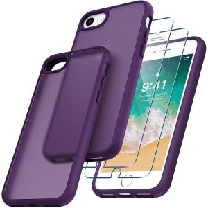 ERSHI-Coque Compatible avec iPhone SE 2022/2020/7/8 avec 2 Verre Trempé, Anti-Jaunissement Dur PC Housse Anti-Rayures Protection C[9 - Neuf